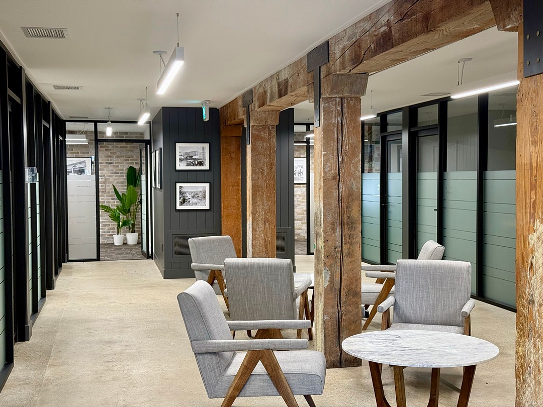 HPO common area with heritage timber beams
